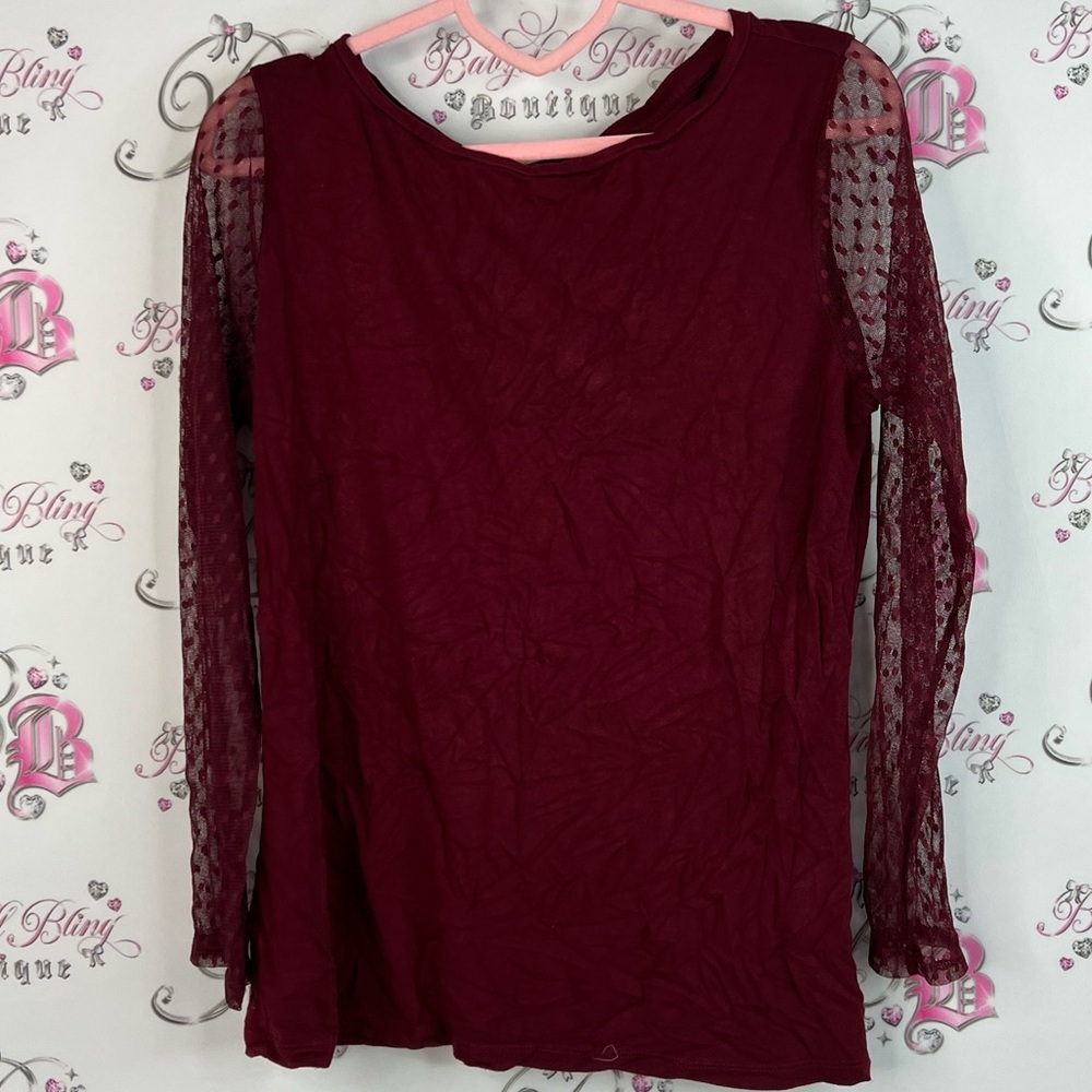 M&s collection long sleeve lace arms Chic wine 🍷 Burgundy Lace Sleeve Blouse